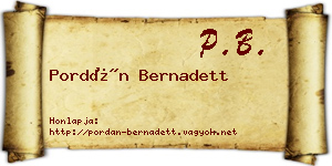Pordán Bernadett névjegykártya